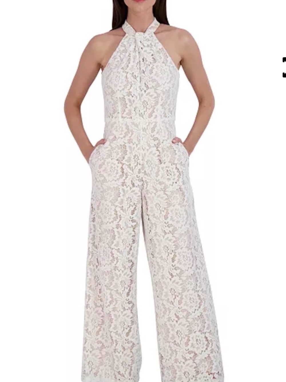 julia jordan Ivory Lace Halter Jumpsuit